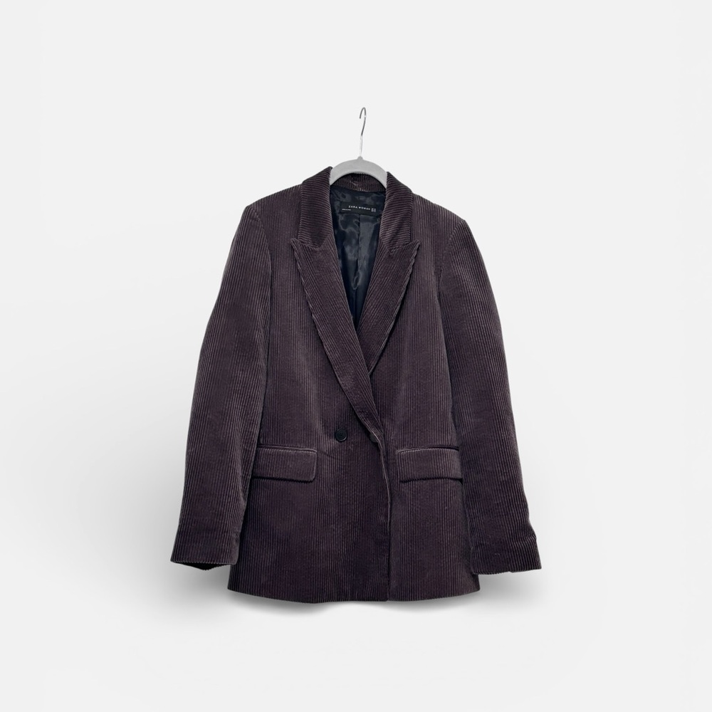 Zara 100% Cotton Corduroy Dark Brown Oversized Blazer XS